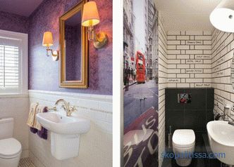 Die Dekoration einer kleinen Toilette, die Regeln für die Auswahl von Materialien und Farben, beliebte Details und Stile