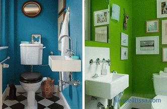 Die Dekoration einer kleinen Toilette, die Regeln für die Auswahl von Materialien und Farben, beliebte Details und Stile