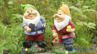 Gipsgartenfiguren, eine Auswahl an Farben und Färbemethoden, pflegen Gartendekor aus Gips