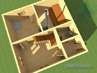 Entwurfsbad 6x6 einer Bar mit Dachboden, aus einem Baumstamm mit 2 Etagen, Grundrisse, Foto