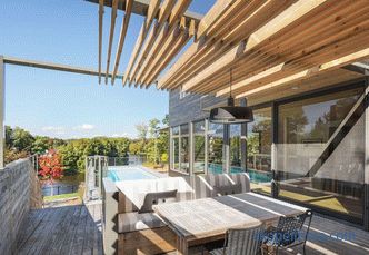 Einstöckiges Haus mit Terrasse: Ideen, Typen, Materialien