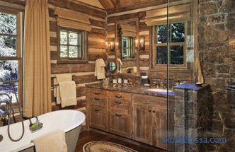 Badezimmerdesign in einem Holzhaus - die Regeln der Anordnung des modernen Innenraums
