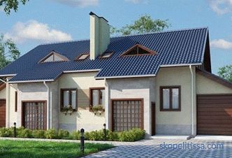 Projekte von Häusern und Hütten für 2 Familien mit unterschiedlichen Eingängen, Planung, Preise für den Bau in Moskau